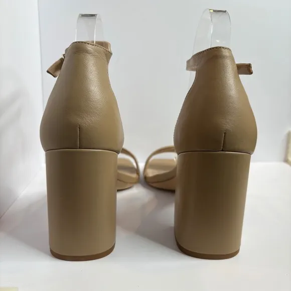 Sam Edelman Daniella Beige Leather Block Heel Sandal Womens Size 10