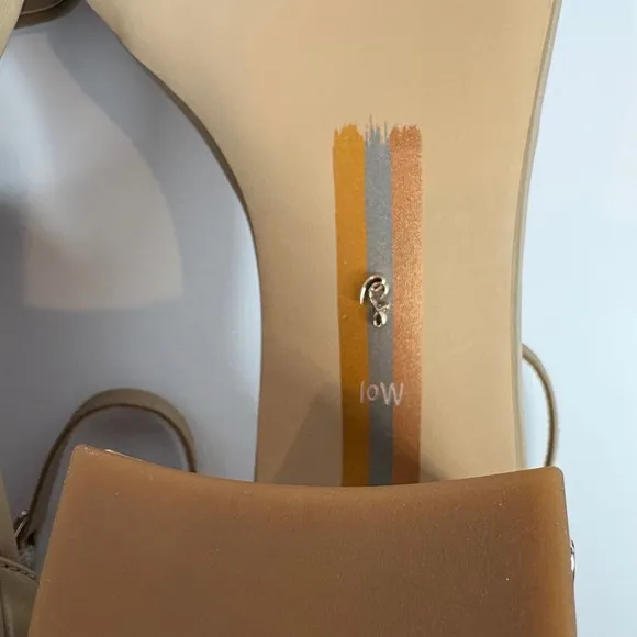 Sam Edelman Daniella Beige Leather Block Heel Sandal Womens Size 10