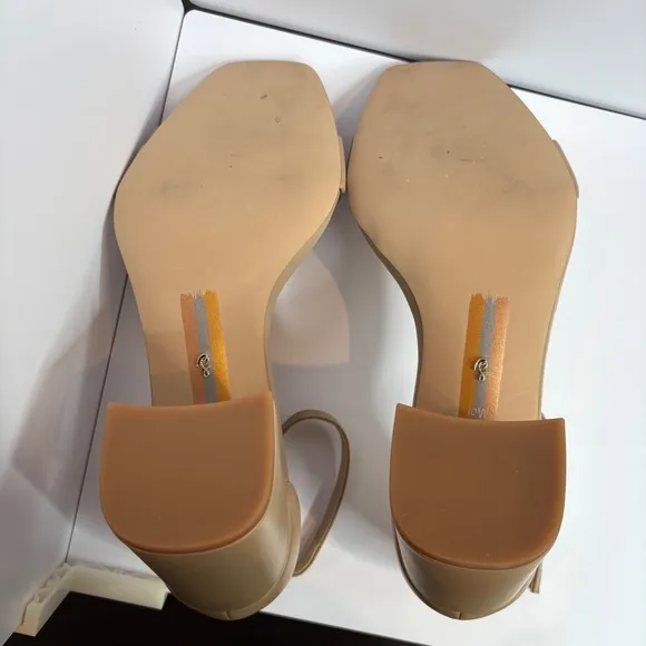 Sam Edelman Daniella Beige Leather Block Heel Sandal Womens Size 10