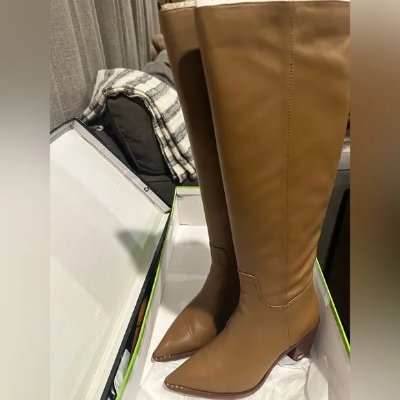 Sam Edelman Lindsey Chocolate Leather tall women’s boots size 6