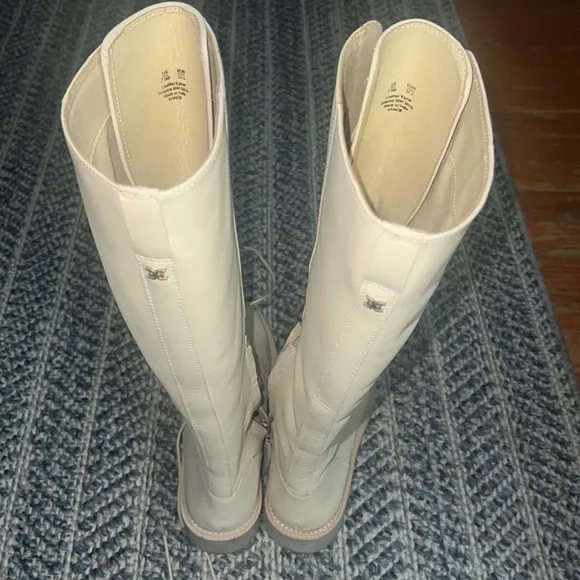 Sam Edelman Nance Tall Lace Up Boots in Cream, size 7.5