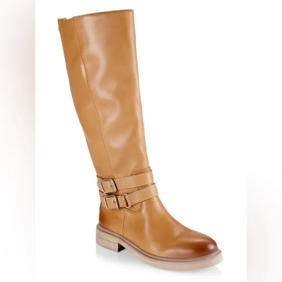 SAM EDELMAN NWOB/NWOT Freda Tall Leather Riding Boots, Cashew, floor sample.