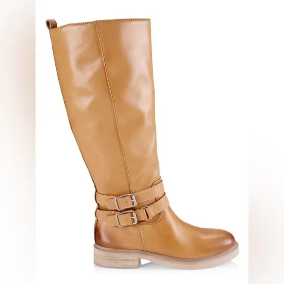SAM EDELMAN NWOB/NWOT Freda Tall Leather Riding Boots, Cashew, floor sample.