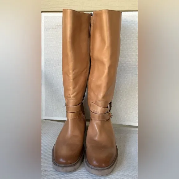 SAM EDELMAN NWOB/NWOT Freda Tall Leather Riding Boots, Cashew, floor sample.