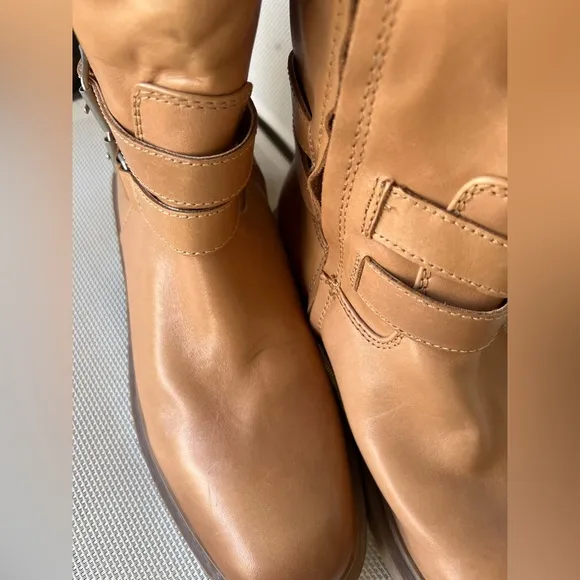 SAM EDELMAN NWOB/NWOT Freda Tall Leather Riding Boots, Cashew, floor sample.