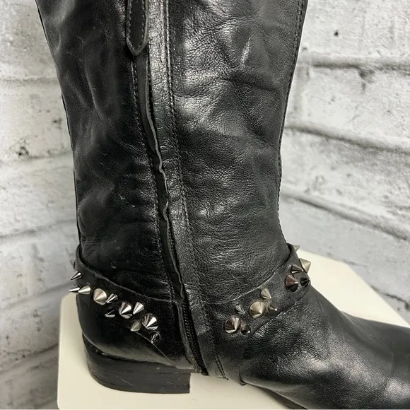 Sam Edelman Park Tall Knee High Spiked Two Toned Leather Riding Boots
