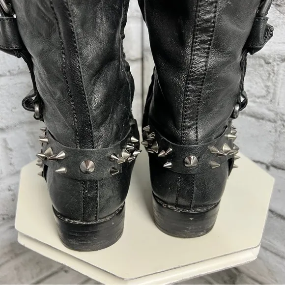 Sam Edelman Park Tall Knee High Spiked Two Toned Leather Riding Boots
