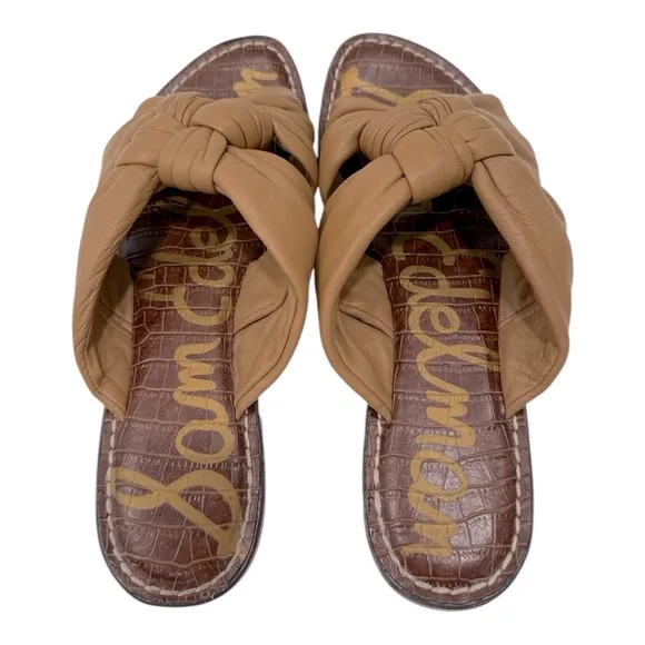 Sam EdelmanWomen's Garson Woven Double Strap Leather Slide Sandals size 8