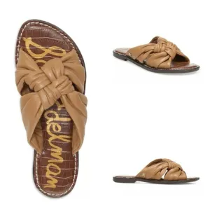 Sam EdelmanWomen's Garson Woven Double Strap Leather Slide Sandals size 8