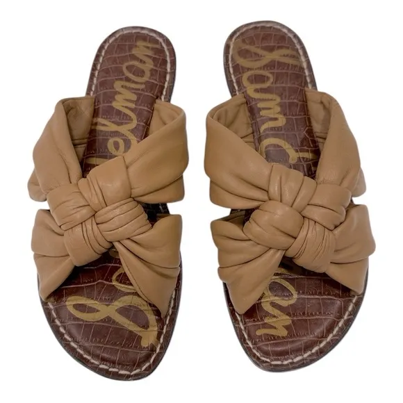 Sam EdelmanWomen's Garson Woven Double Strap Leather Slide Sandals size 8