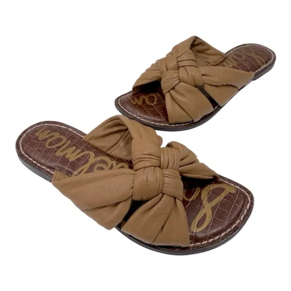 Sam EdelmanWomen's Garson Woven Double Strap Leather Slide Sandals size 8