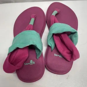 Sanuk Girls yoga sling 2 sandles flip flops color‎ Pink &amp; Teal SZ 13-1