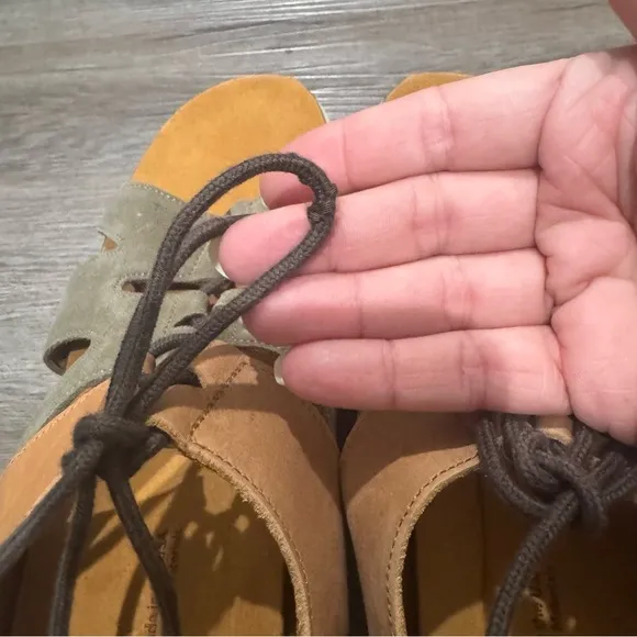 SAS Sedona Sagebrush Suede Lace Up Wedge Comfort Sandals