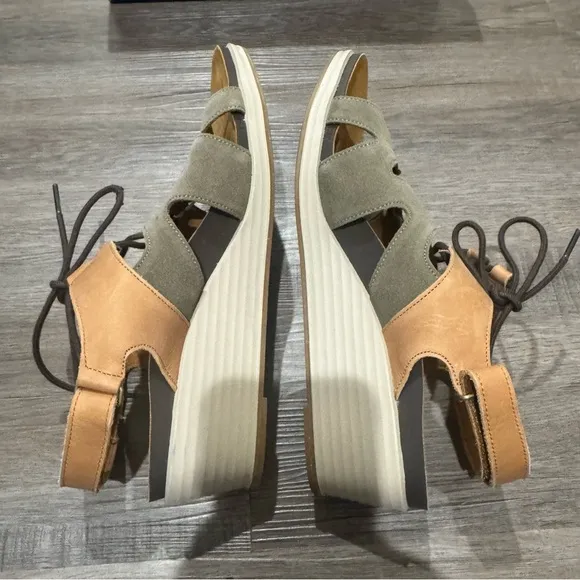 SAS Sedona Sagebrush Suede Lace Up Wedge Comfort Sandals