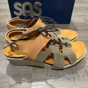 SAS Sedona Sagebrush Suede Lace Up Wedge Comfort Sandals