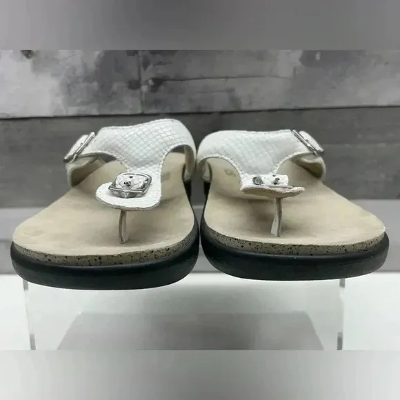 SAS Shoes Womens 10 Sanibel Sandals White Snake Thong Slide Tripad Comfort