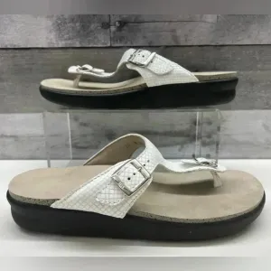 SAS Shoes Womens 10 Sanibel Sandals White Snake Thong Slide Tripad Comfort