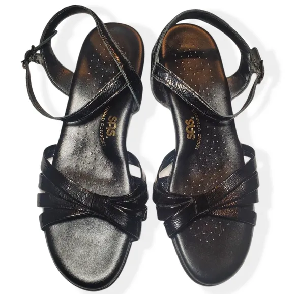 SAS Tripad Comfort Black Patent Leather Sandal 9.5