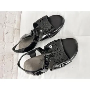 SAS Tripad Comfort Sunburst Black Patent Leather Sandals Size 7.5 Wide