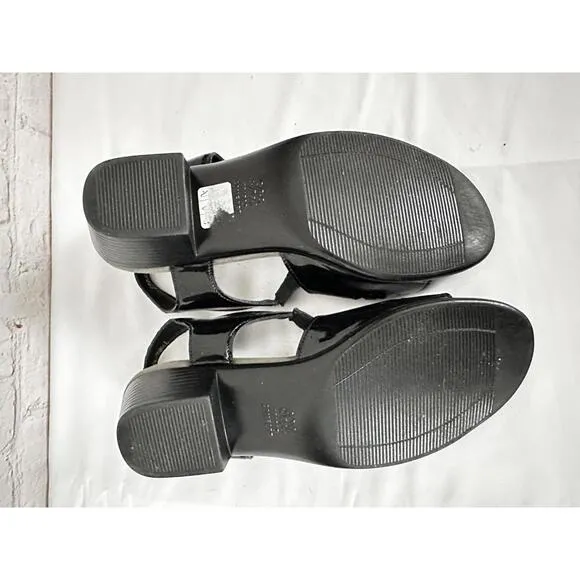 SAS Tripad Comfort Sunburst Black Patent Leather Sandals Size 7.5 Wide