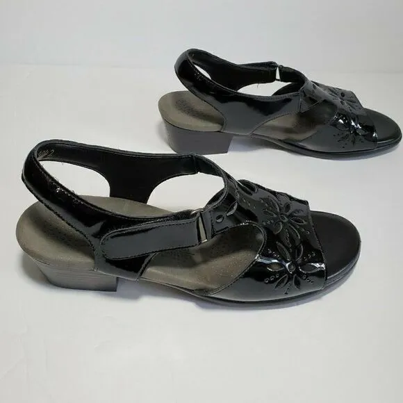 SAS Sandals Womens Size 8N Sunburst Black Patent