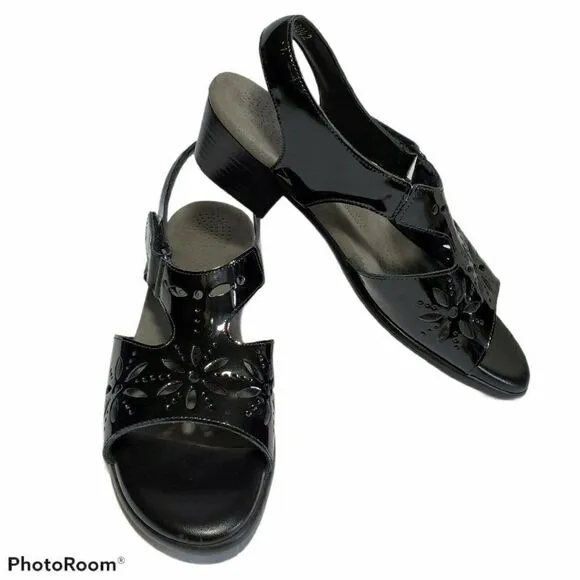 SAS Sandals Womens Size 8N Sunburst Black Patent