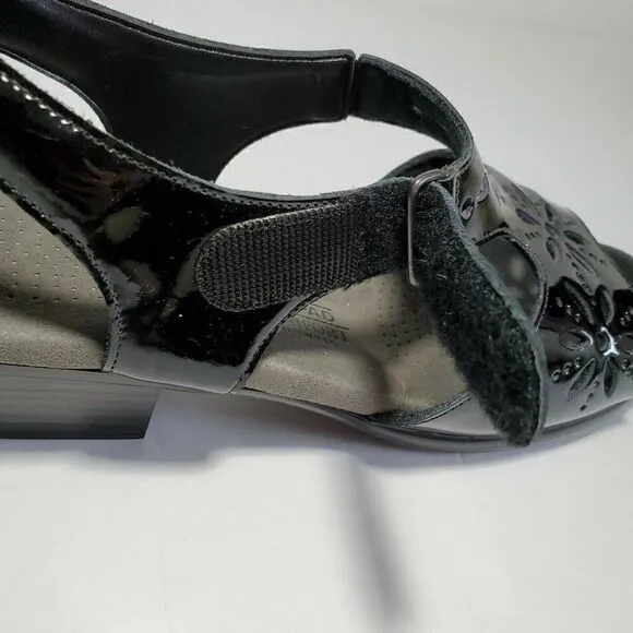 SAS Sandals Womens Size 8N Sunburst Black Patent