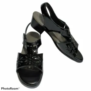 SAS Sandals Womens Size 8N Sunburst Black Patent