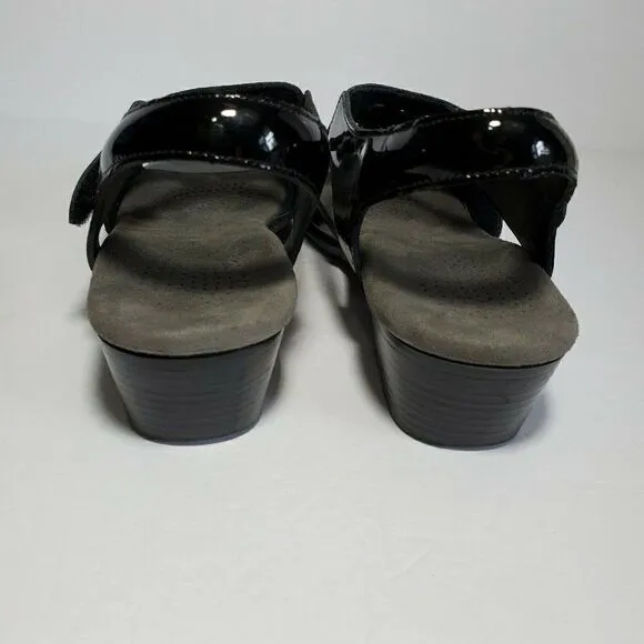 SAS Sandals Womens Size 8N Sunburst Black Patent