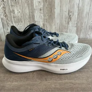 Saucony Mens Ride 16 Blue and Gray Running Shoes 11W