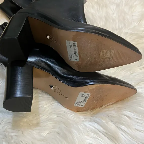 Schutz Black Leather Pointed Toe Tall Over the Knee Anaisha Boots Size 5B