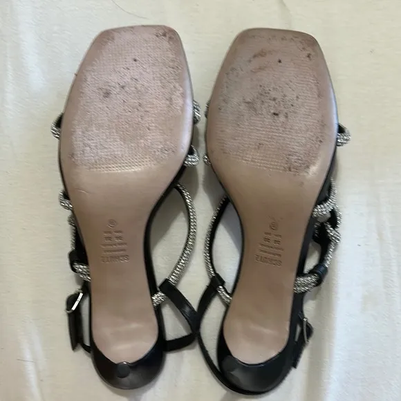 SCHUTZ Timeless and Elegant Black Heels with Radiant Crystal Detailing