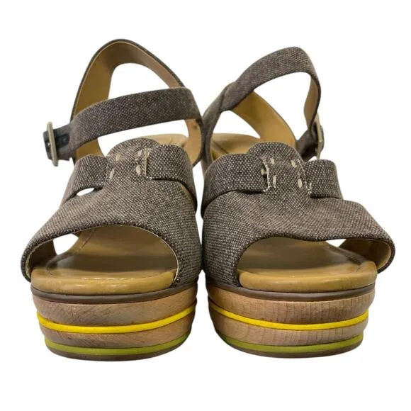 See by Chloe Canvas Slingback Sandals Wooden Platform Heel EUR 40 US 10 Summer