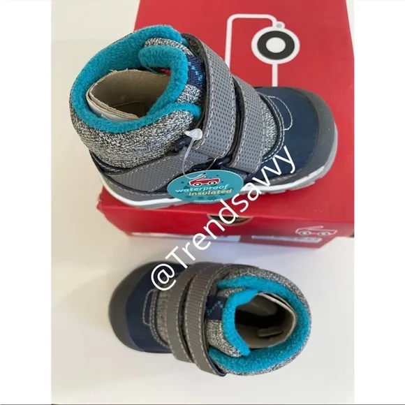 See Kai Run Atlas II Waterproof Insulated Snow Boots Shoes Boys Navy Baby Sz NTW