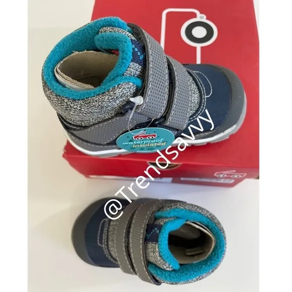 See Kai Run Atlas II Waterproof Insulated Snow Boots Shoes Boys Navy Baby Sz NWT