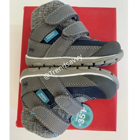 See Kai Run Atlas II Waterproof Insulated Snow Boots Shoes Boys Navy Baby Sz NWT