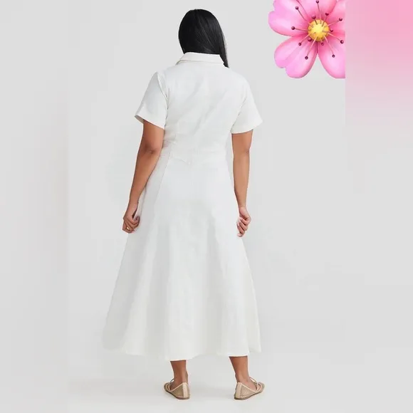 Serafina Australia Core Denim Short Sleeve Dress - White Denim | Size 12