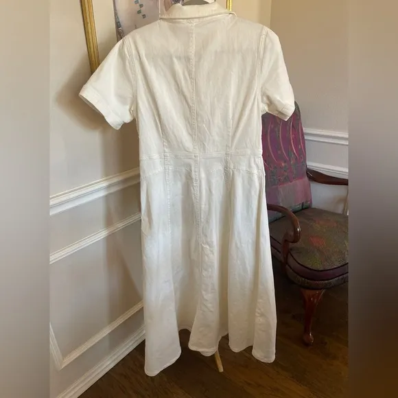 Serafina Australia Core Denim Short Sleeve Dress - White Denim | Size 12