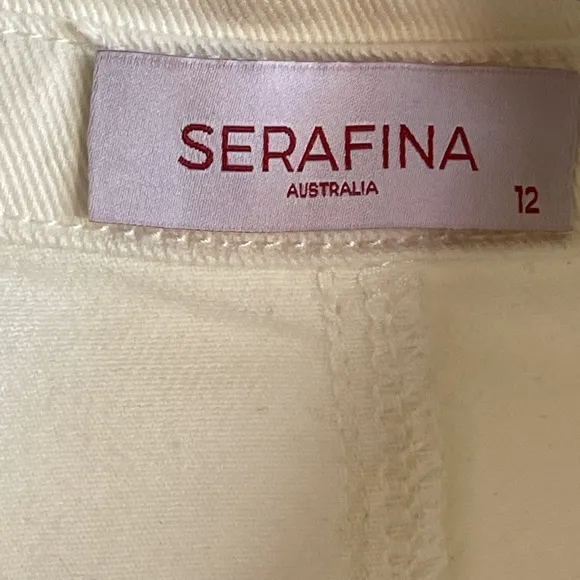 Serafina Australia Core Denim Short Sleeve Dress - White Denim | Size 12