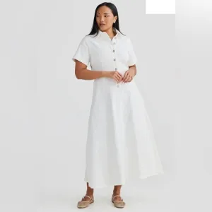 Serafina Australia Core Denim Short Sleeve Dress - White Denim | Size 12