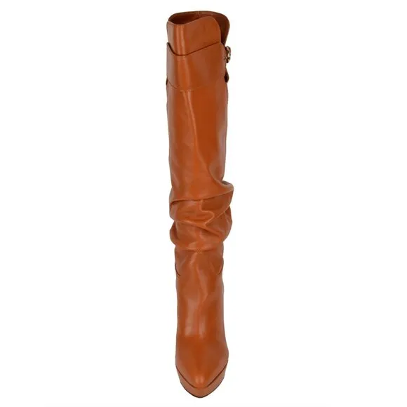 SERGIO ROSSI TALL BOOTS SLOUCHY VERONICA TERACOTTA LEATHER