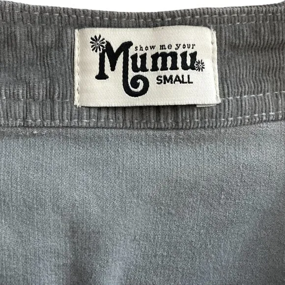 SHOW ME YOUR MUMU Connelly Overall Dress Gray Corduroy Jumper