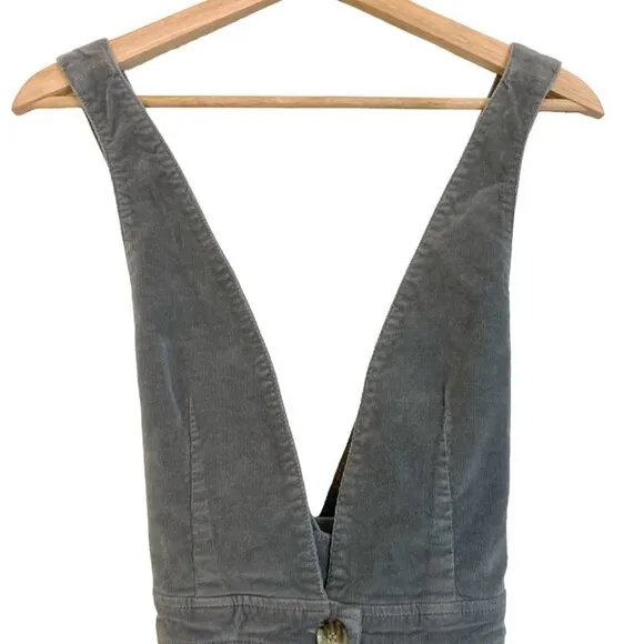 SHOW ME YOUR MUMU Connelly Overall Dress Gray Corduroy Jumper