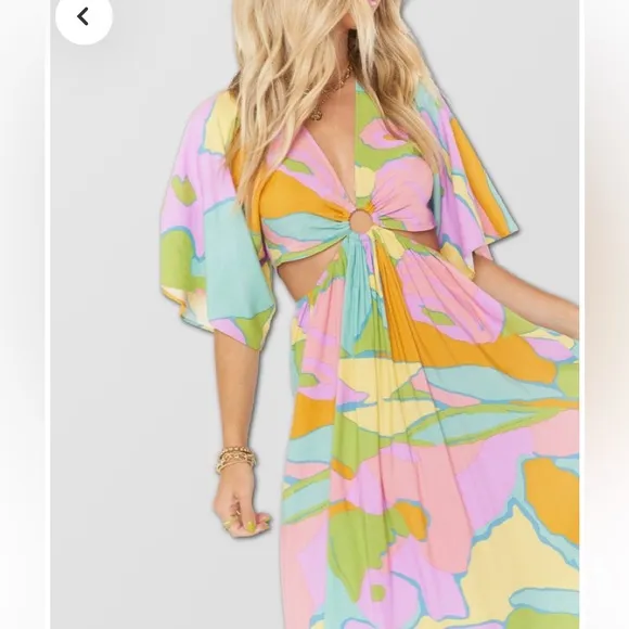 SHOW ME YOUR MUMU Dana Sorbet Maxi Dress cutout bright purple pink size xxl