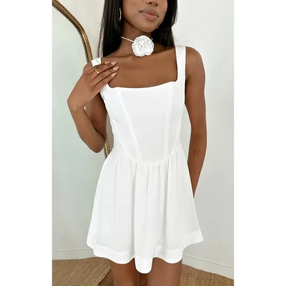 Show Me Your Mumu Nina Skort Dress in White Silky Crepe M