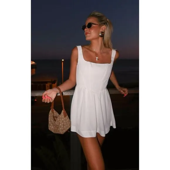 Show Me Your Mumu Nina Skort Dress in White Silky Crepe M