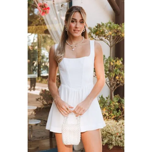 Show Me Your Mumu Nina Skort Dress in White Silky Crepe M