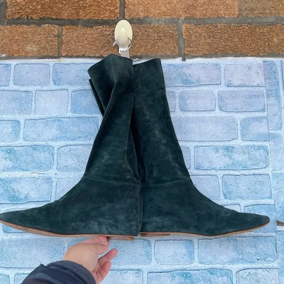 Sigerson Morrison Green teal Suede boots size 9