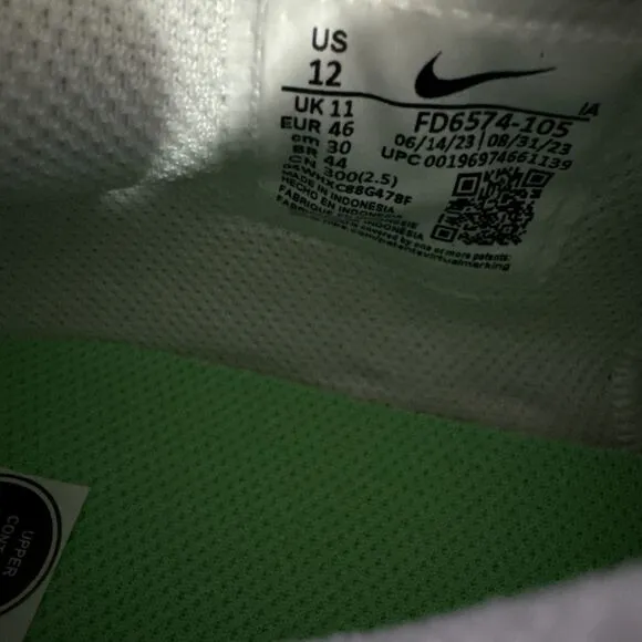 Size 12 Nike Men Court Lite 4 Tennis Shoes White / Poison Green - Black NEW