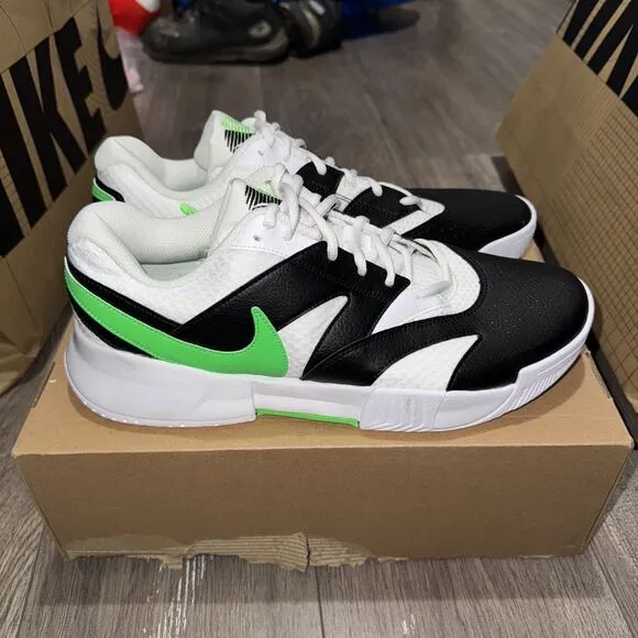 Size 12 Nike Men Court Lite 4 Tennis Shoes White / Poison Green - Black NEW